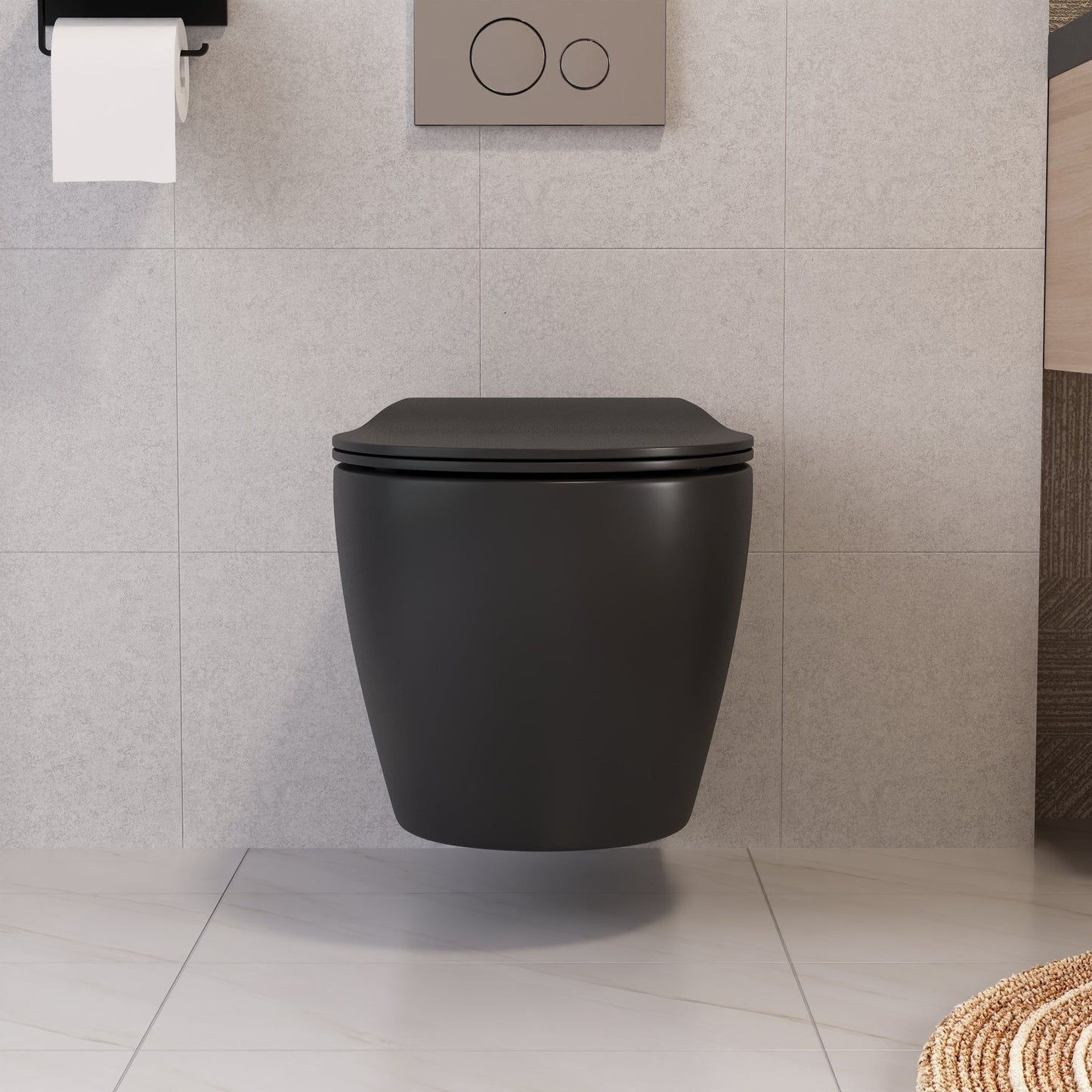 DeerValley Liberty 1.1/1.6GPF Dual-Flush Elongated Black Wall-Mounted Toilet With Concealed In-Wall Toilet Tank