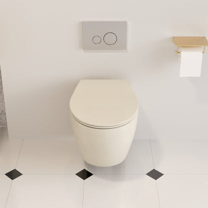 DeerValley Liberty 1.1/1.6GPF Dual-Flush Elongated Bone Wall-Mounted Toilet With Concealed In-Wall Toilet Tank