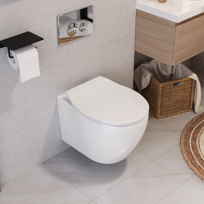 DeerValley Liberty 1.1/1.6GPF Dual-Flush Elongated White Wall-Mounted Toilet