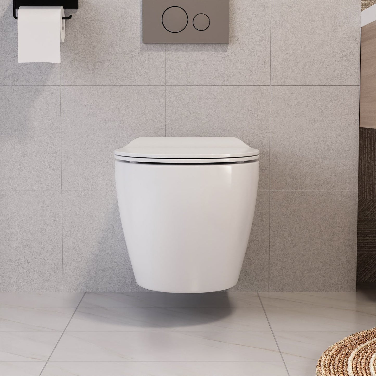 DeerValley Liberty 1.1/1.6GPF Dual-Flush Elongated White Wall-Mounted Toilet