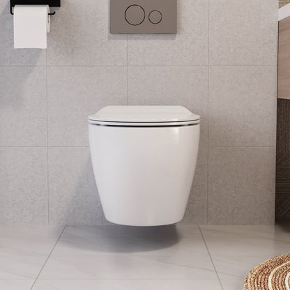 DeerValley Liberty 1.1/1.6GPF Dual-Flush Elongated White Wall-Mounted Toilet