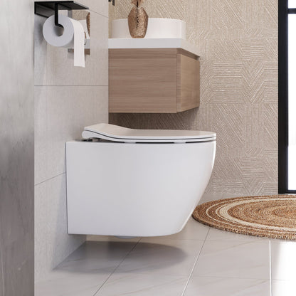 DeerValley Liberty 1.1/1.6GPF Dual-Flush Elongated White Wall-Mounted Toilet