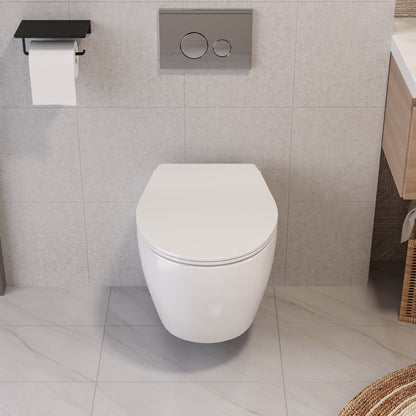DeerValley Liberty 1.1/1.6GPF Dual-Flush Elongated White Wall-Mounted Toilet