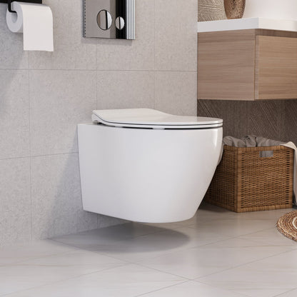 DeerValley Liberty 1.1/1.6GPF Dual-Flush Elongated White Wall-Mounted Toilet With Concealed In-Wall Toilet Tank