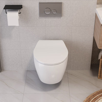 DeerValley Liberty 1.1/1.6GPF Dual-Flush Elongated White Wall-Mounted Toilet With Concealed In-Wall Toilet Tank