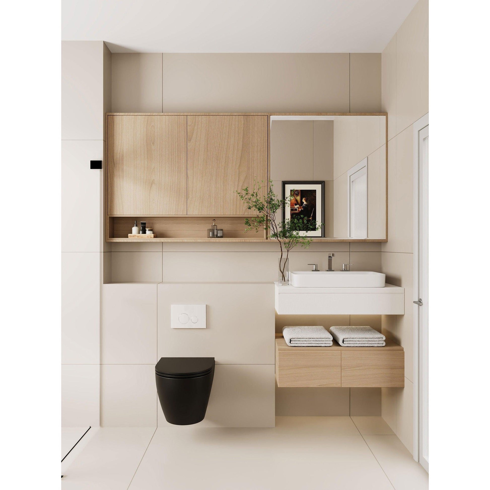 DeerValley Liberty 1.1/1.6GPF Siphon Flushing Elongated Black Wall-Mounted Toilet With Concealed In-Wall Toilet Tank