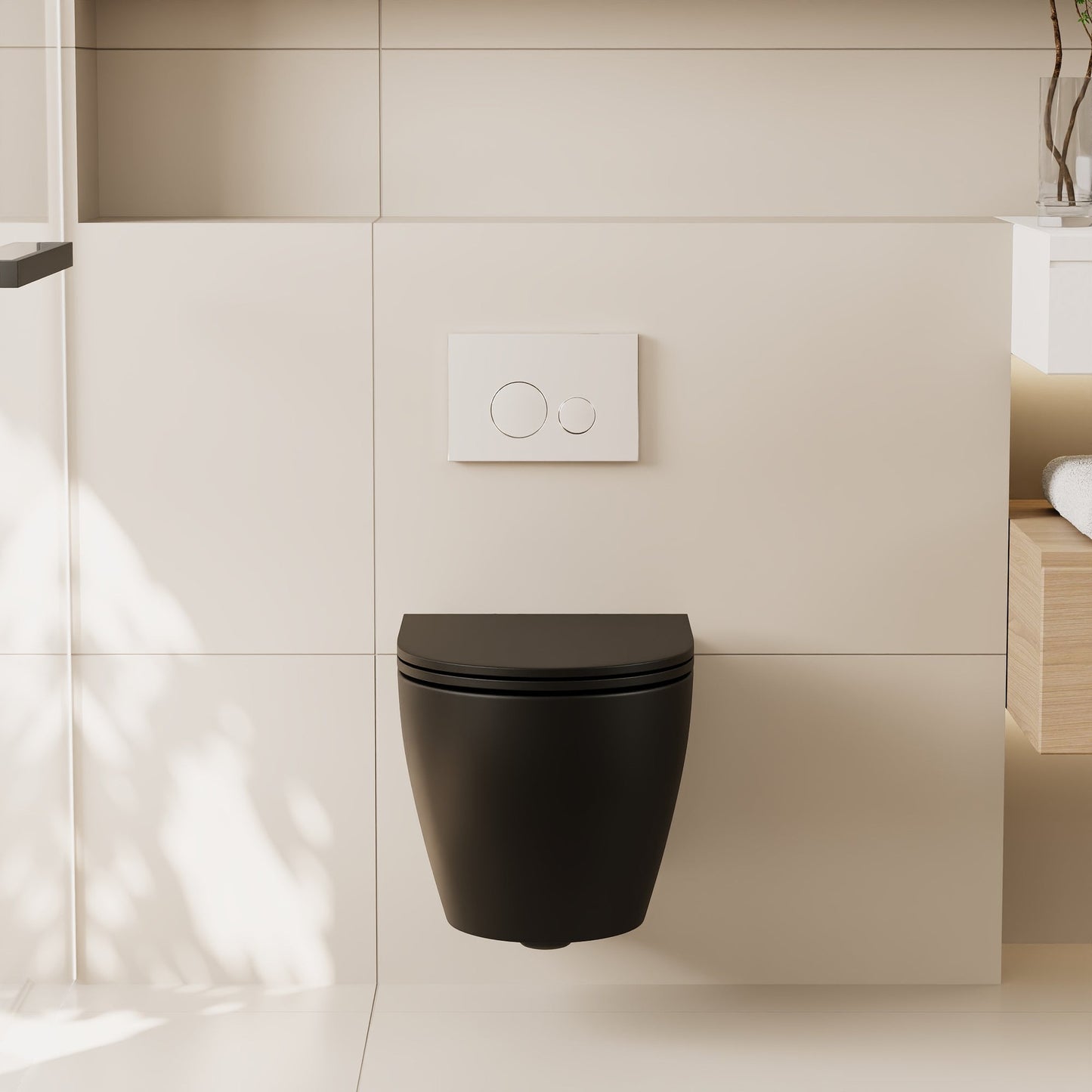 DeerValley Liberty 1.1/1.6GPF Siphon Flushing Elongated Black Wall-Mounted Toilet With Concealed In-Wall Toilet Tank