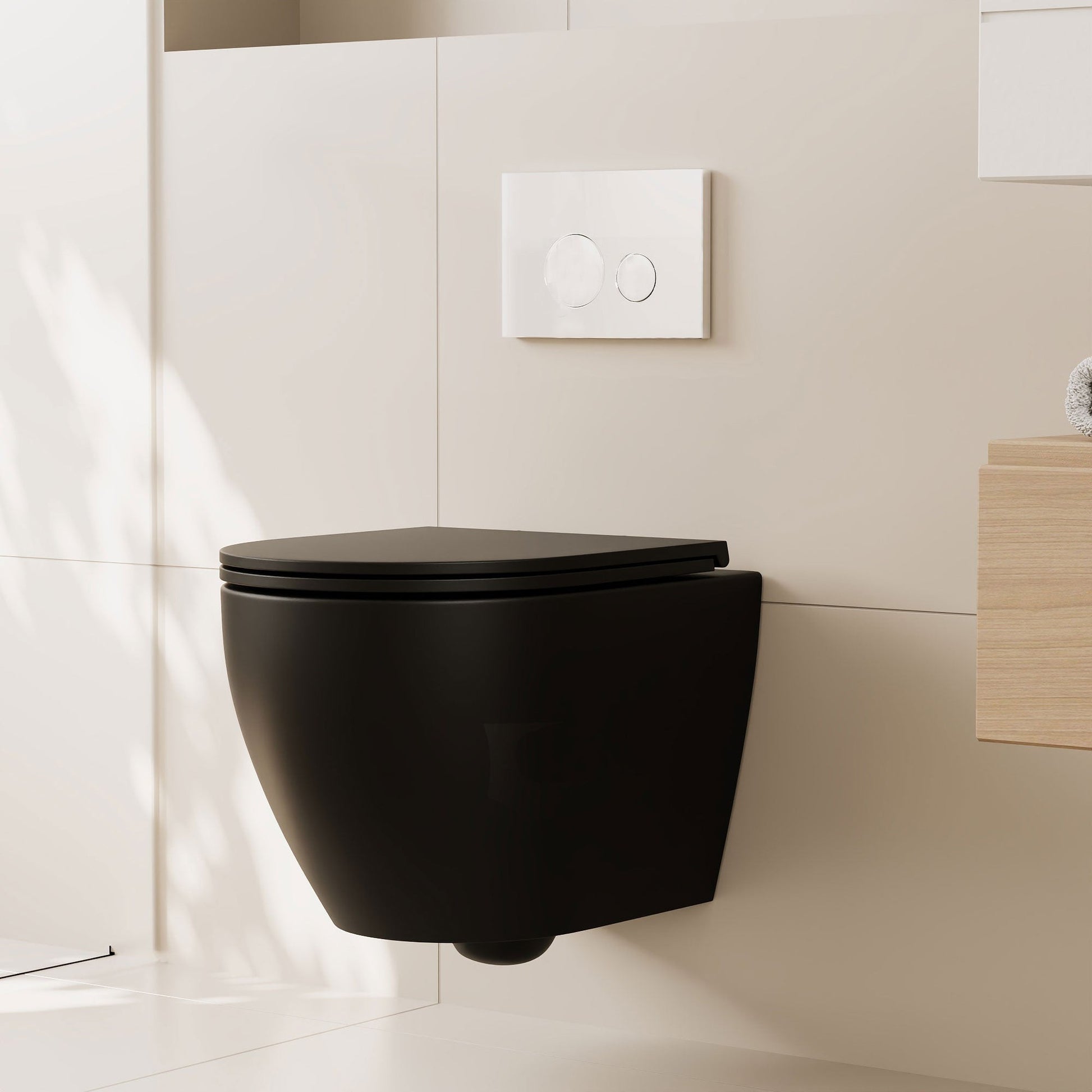 DeerValley Liberty 1.1/1.6GPF Siphon Flushing Elongated Black Wall-Mounted Toilet With Concealed In-Wall Toilet Tank