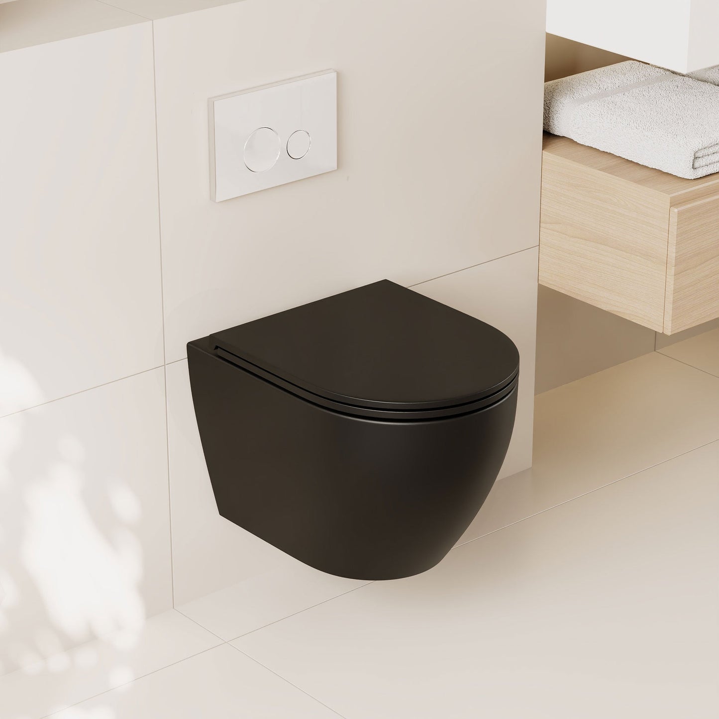 DeerValley Liberty 1.1/1.6GPF Siphon Flushing Elongated Black Wall-Mounted Toilet With Concealed In-Wall Toilet Tank