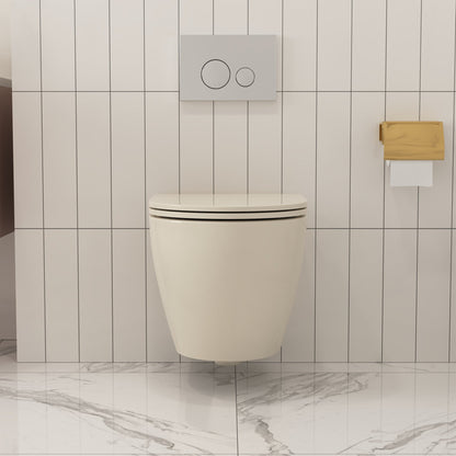 DeerValley Liberty 1.1/1.6GPF Siphon Flushing Elongated Bone Wall-Mounted Toilet With Concealed In-Wall Toilet Tank