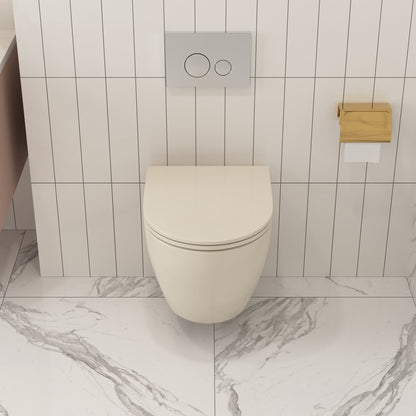 DeerValley Liberty 1.1/1.6GPF Siphon Flushing Elongated Bone Wall-Mounted Toilet With Concealed In-Wall Toilet Tank