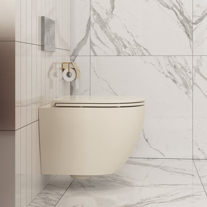 DeerValley Liberty 1.1/1.6GPF Siphon Flushing Elongated Bone Wall-Mounted Toilet With Concealed In-Wall Toilet Tank