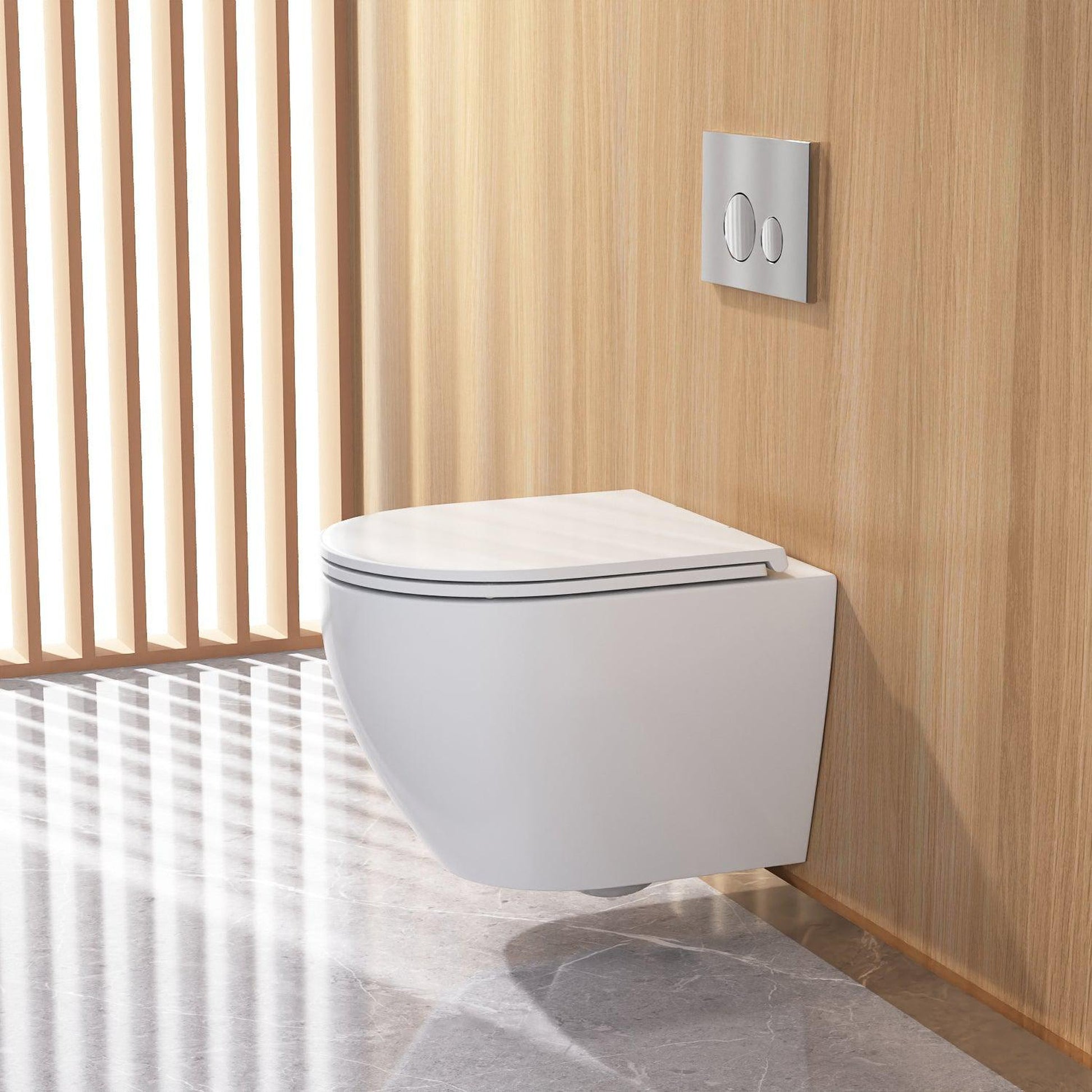 DeerValley Liberty 1.1/1.6GPF Siphon Flushing Elongated White Wall-Mounted Toilet With Concealed In-Wall Toilet Tank