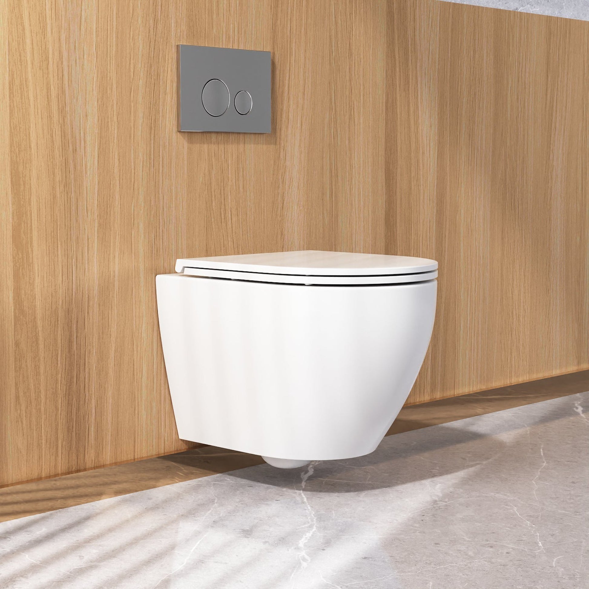 DeerValley Liberty 1.1/1.6GPF Siphon Flushing Elongated White Wall-Mounted Toilet With Concealed In-Wall Toilet Tank