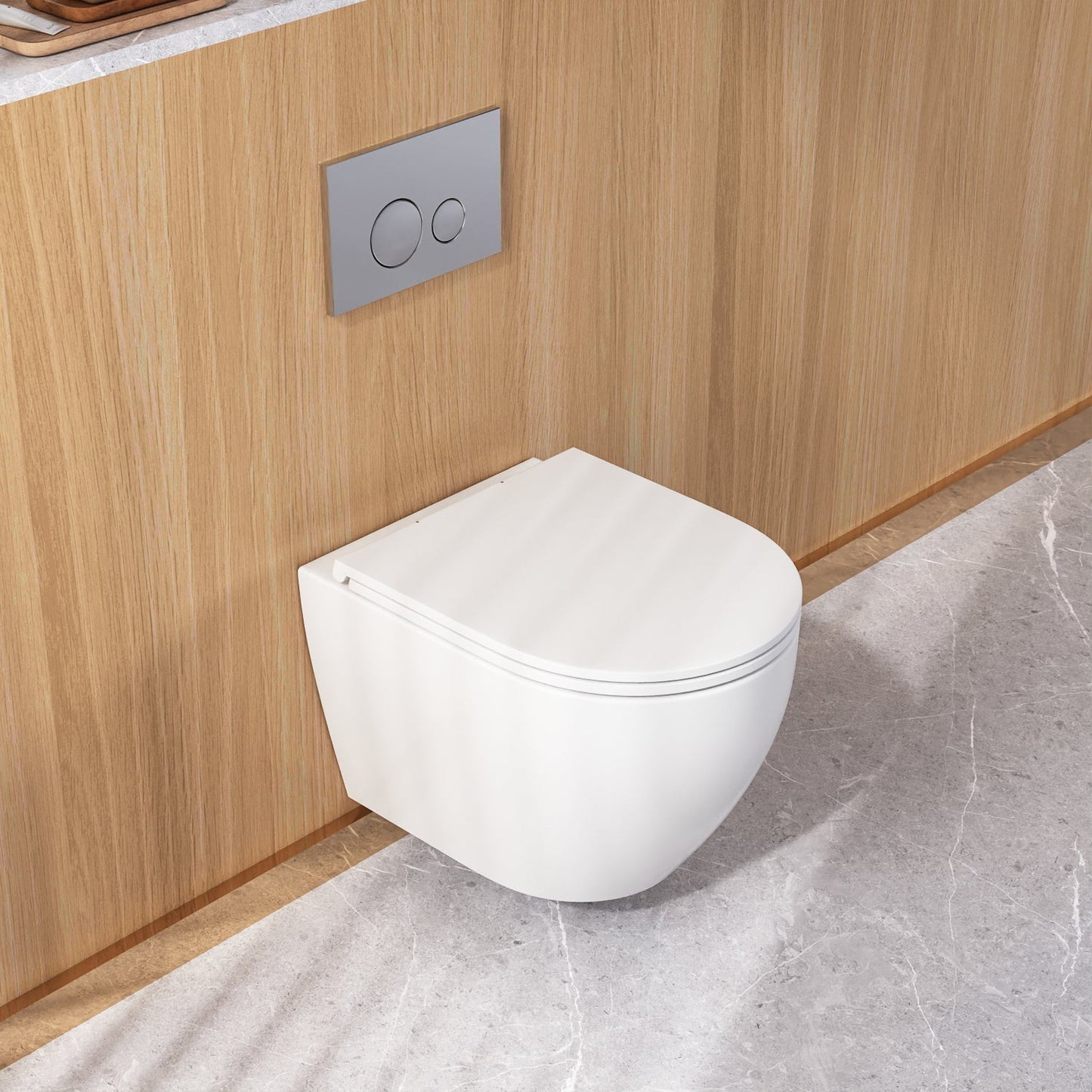 DeerValley Liberty 1.1/1.6GPF Siphon Flushing Elongated White Wall-Mounted Toilet With Concealed In-Wall Toilet Tank