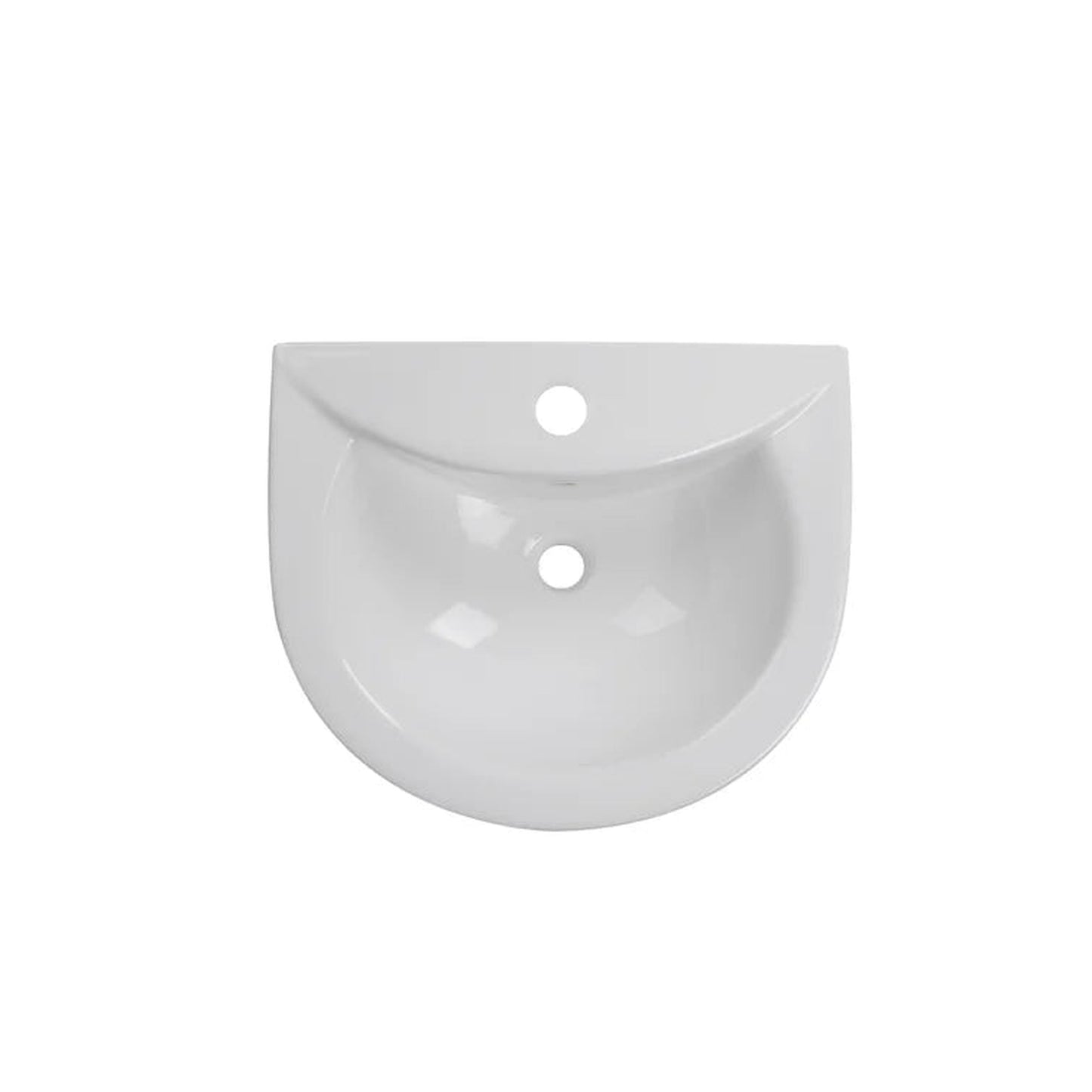 DeerValley Liberty 20" x 17" U-Shape White Pedestal Bathroom Sink With Overflow Hole