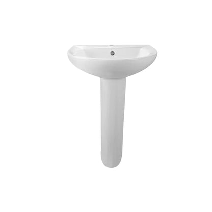 DeerValley Liberty 20" x 17" U-Shape White Pedestal Bathroom Sink With Overflow Hole