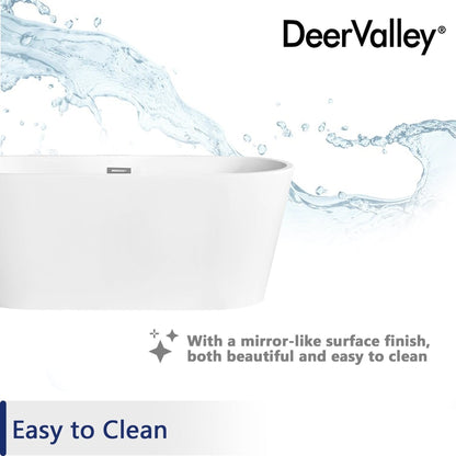 DeerValley Liberty 59" x 28" Oval White Freestanding Acrylic Bathtub