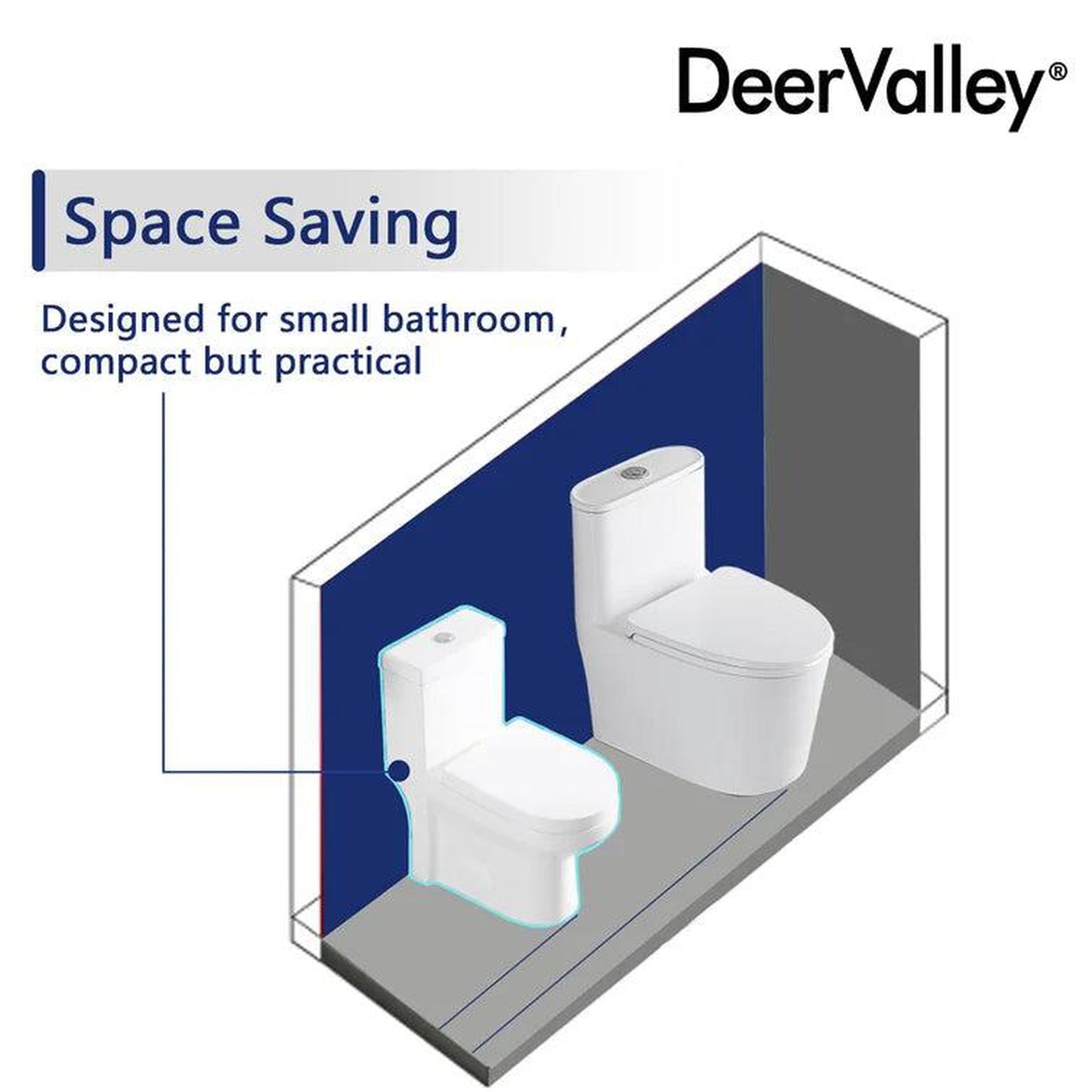 DeerValley Liberty Dual-Flush Elongated One-Piece Toilet With Soft Closing Seat