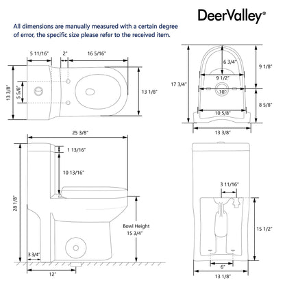 DeerValley Liberty Dual-Flush Elongated One-Piece Toilet With Soft Closing Seat