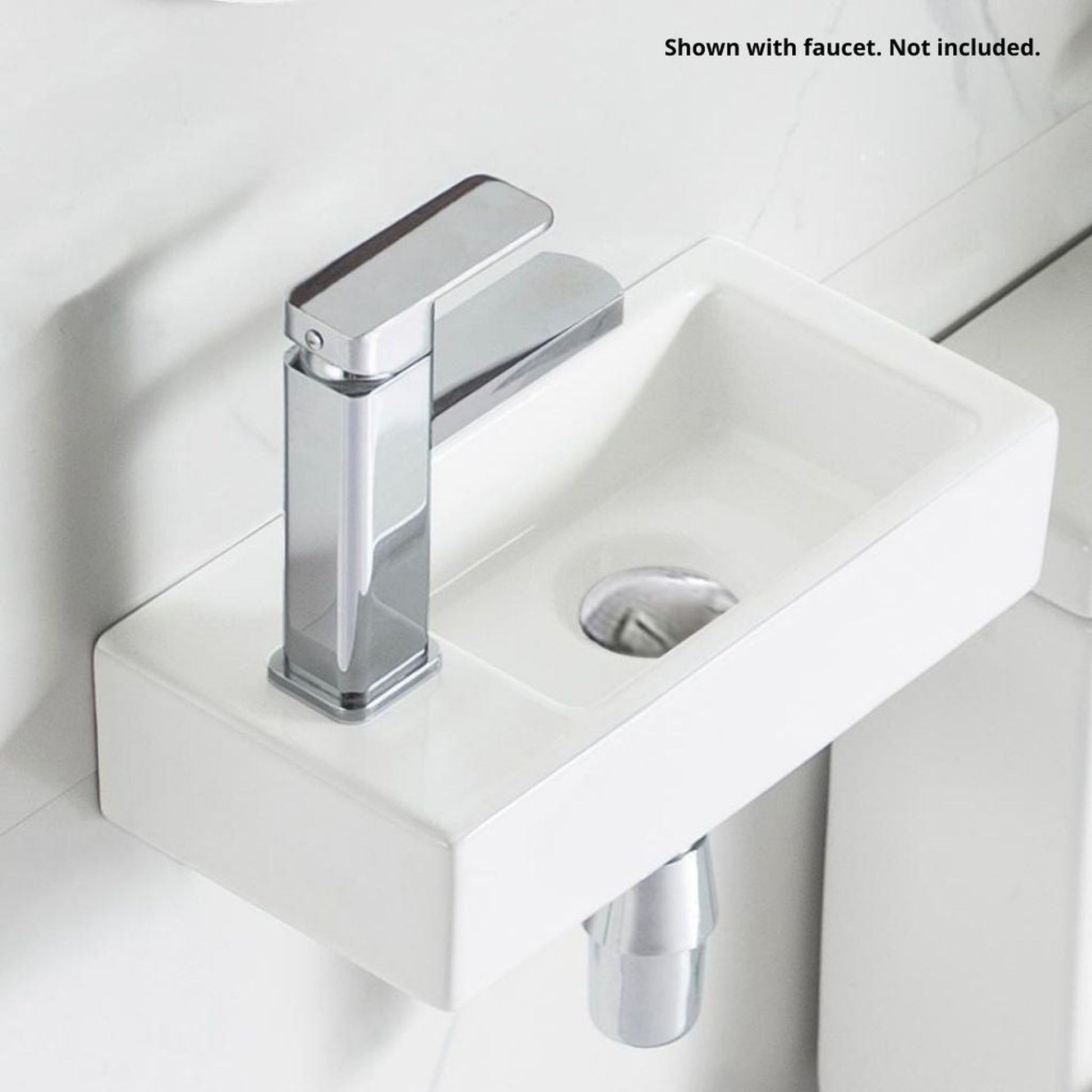 DeerValley Liberty Rectangular White Wall-mounted Ceramic Vessel Sinks With Left Single Faucet Drilling