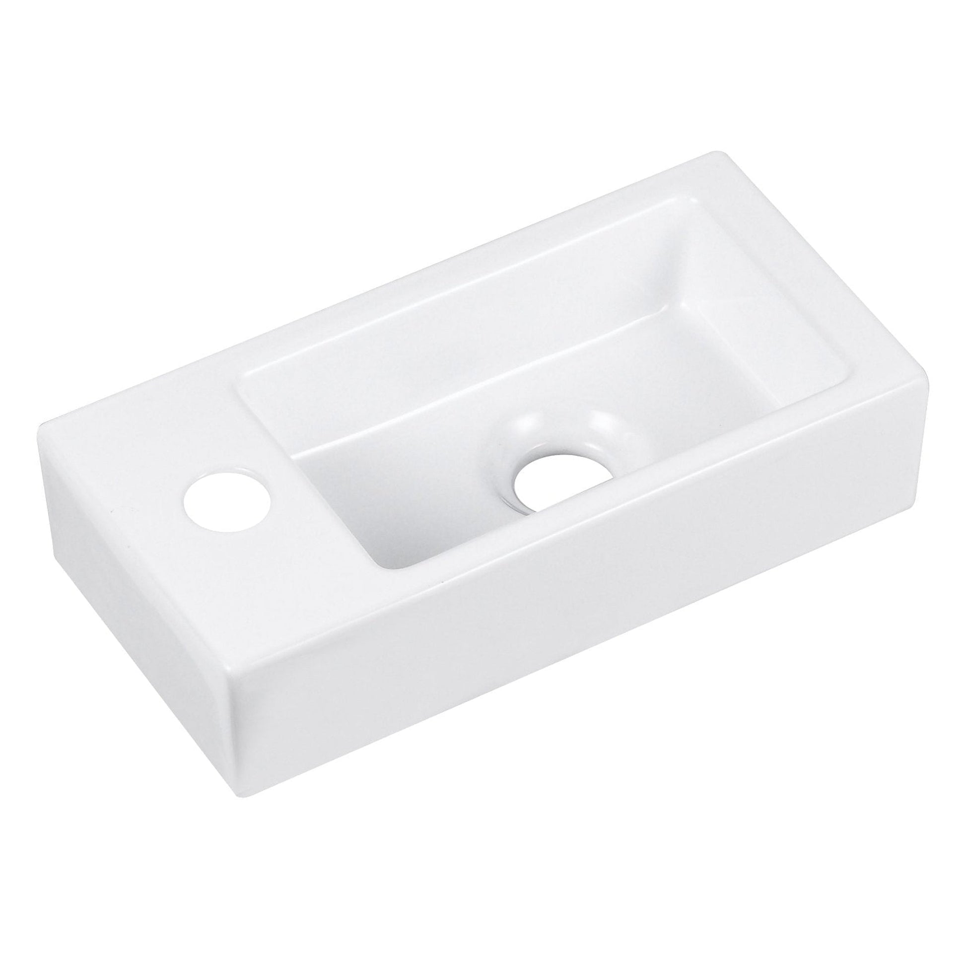 DeerValley Liberty Rectangular White Wall-mounted Ceramic Vessel Sinks With Left Single Faucet Drilling