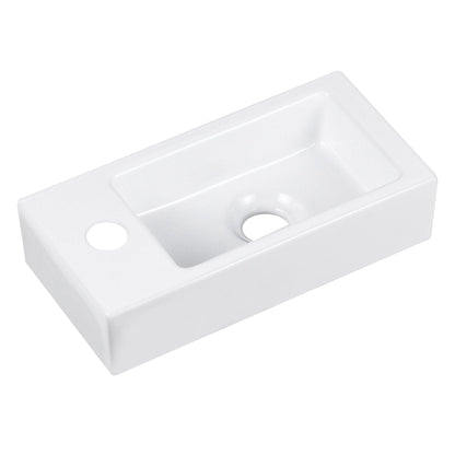 DeerValley Liberty Rectangular White Wall-mounted Ceramic Vessel Sinks With Left Single Faucet Drilling