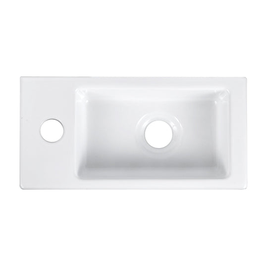 DeerValley Liberty Rectangular White Wall-mounted Ceramic Vessel Sinks With Left Single Faucet Drilling