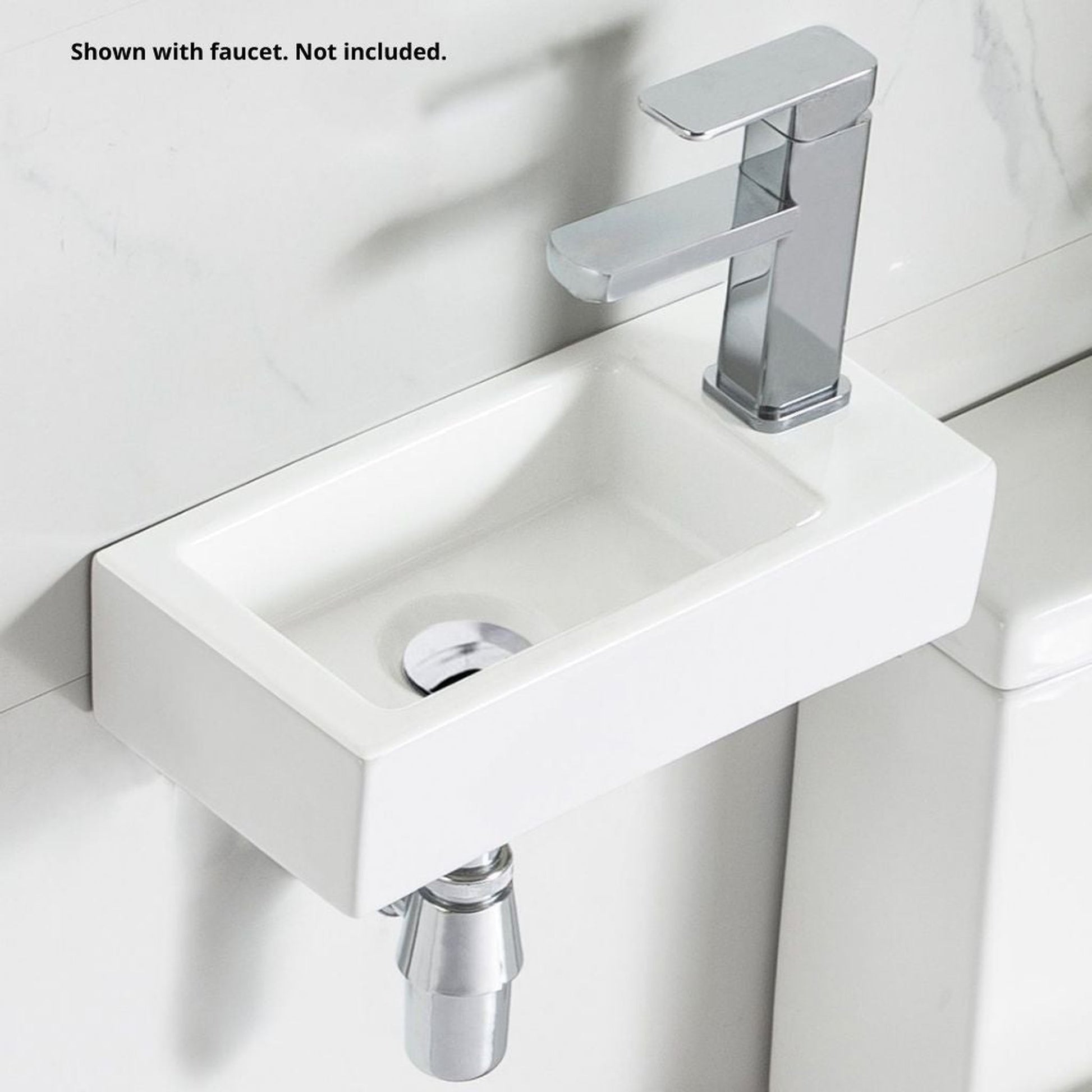 DeerValley Liberty Rectangular White Wall-Mounted Bathroom Sink With Right Single Faucet Drilling