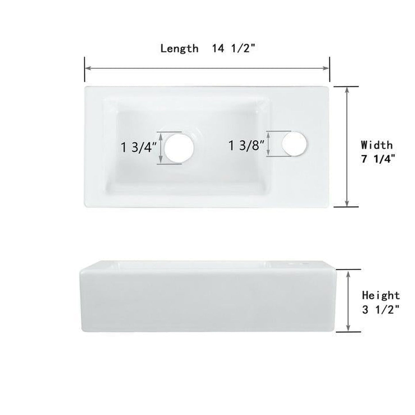 DeerValley Liberty Rectangular White Wall-Mounted Bathroom Sink With Right Single Faucet Drilling