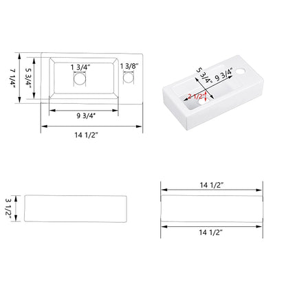 DeerValley Liberty Rectangular White Wall-Mounted Bathroom Sink With Right Single Faucet Drilling