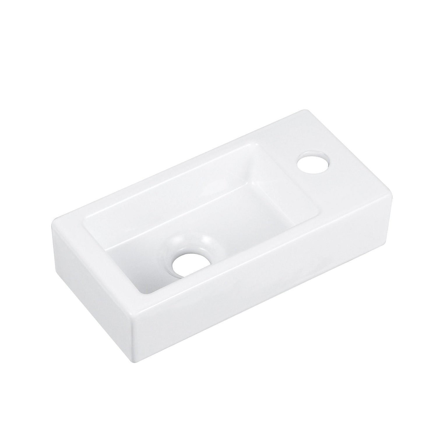 DeerValley Liberty Rectangular White Wall-Mounted Bathroom Sink With Right Single Faucet Drilling