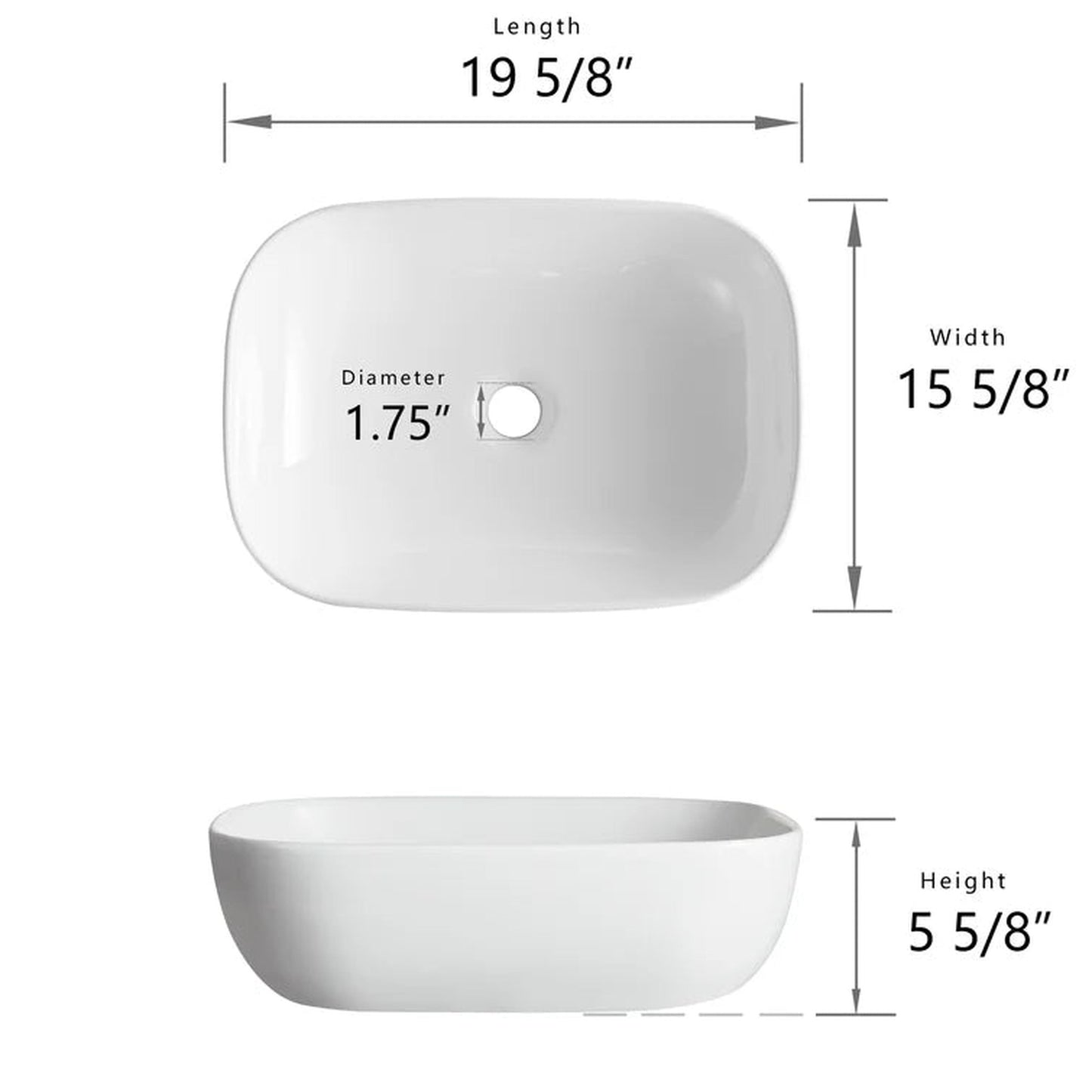 DeerValley Prism 20" Rectangular White Vessel Bathroom Sink