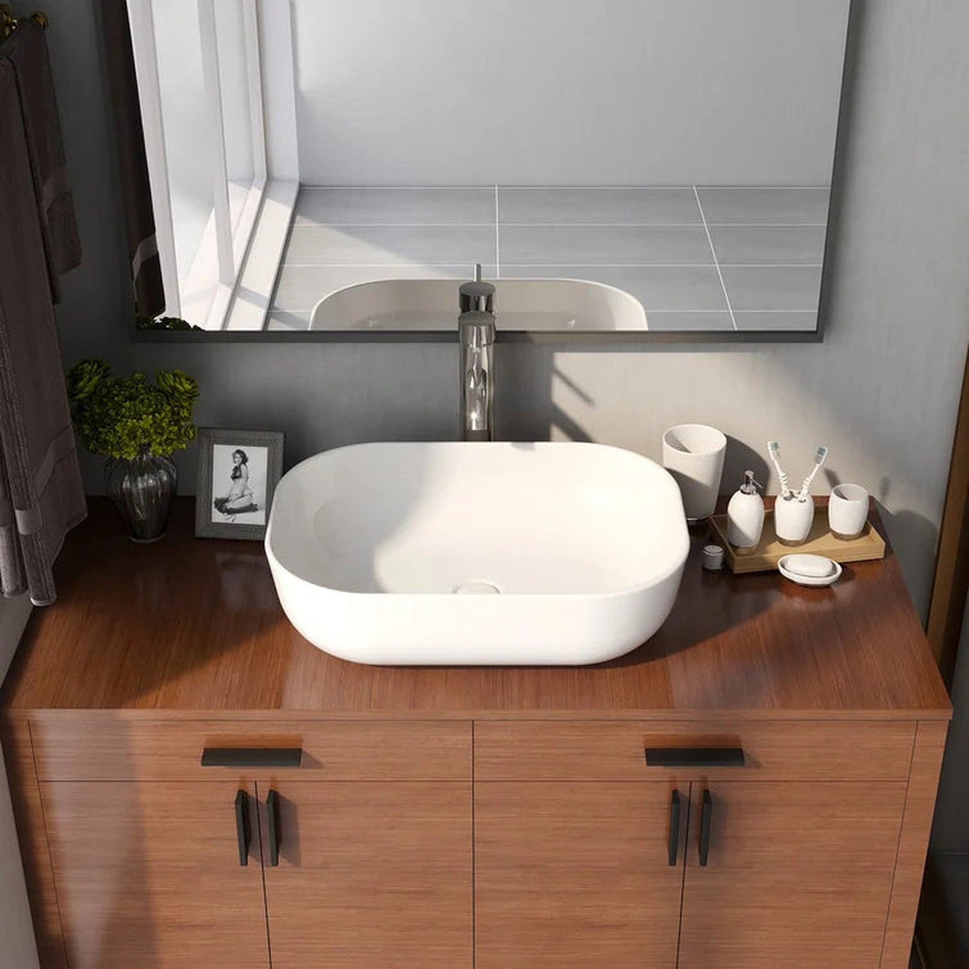 DeerValley Prism 20" Rectangular White Vessel Bathroom Sink