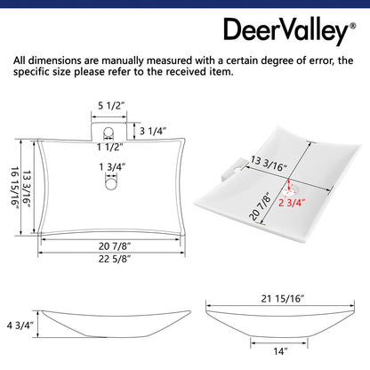 DeerValley Prism 23" Rectangular White Vessel Bathroom Sink