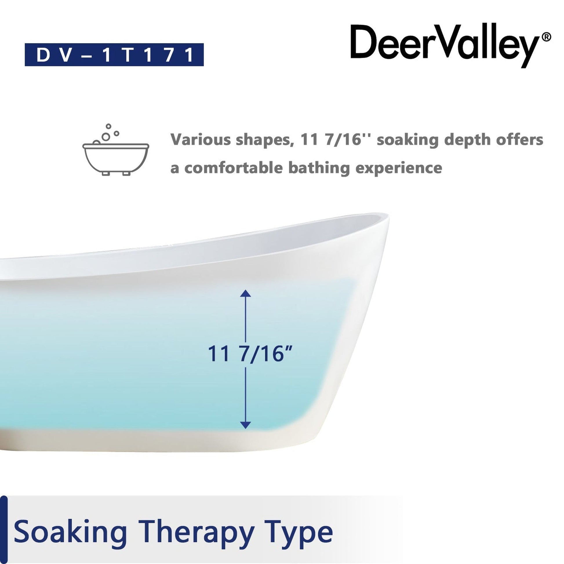 DeerValley Prism 59" x 29" Oval White Single Slipper Freestanding Acrylic Bathtub