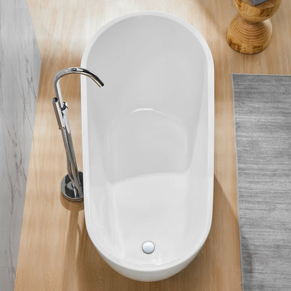 DeerValley Prism 59" x 29" Oval White Single Slipper Freestanding Acrylic Bathtub