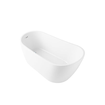 DeerValley Prism 59" x 29" Oval White Single Slipper Freestanding Acrylic Bathtub