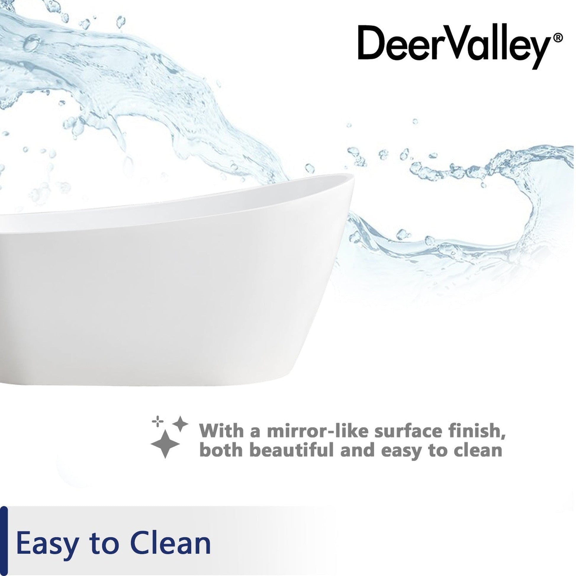 DeerValley Prism 67" x 29" Oval White Single Slipper Freestanding Acrylic Bathtub