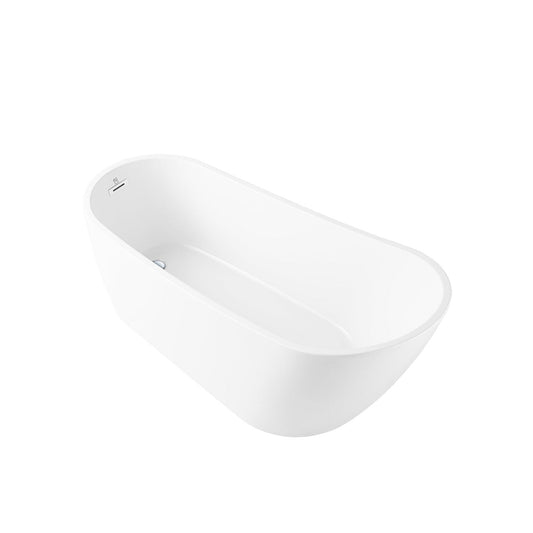 DeerValley Prism 67" x 29" Oval White Single Slipper Freestanding Acrylic Bathtub