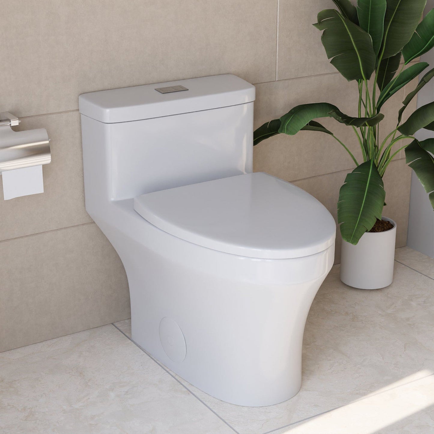 DeerValley Prism Dual-Flush Elongated White One-Piece Toilet