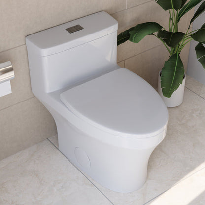 DeerValley Prism Dual-Flush Elongated White One-Piece Toilet