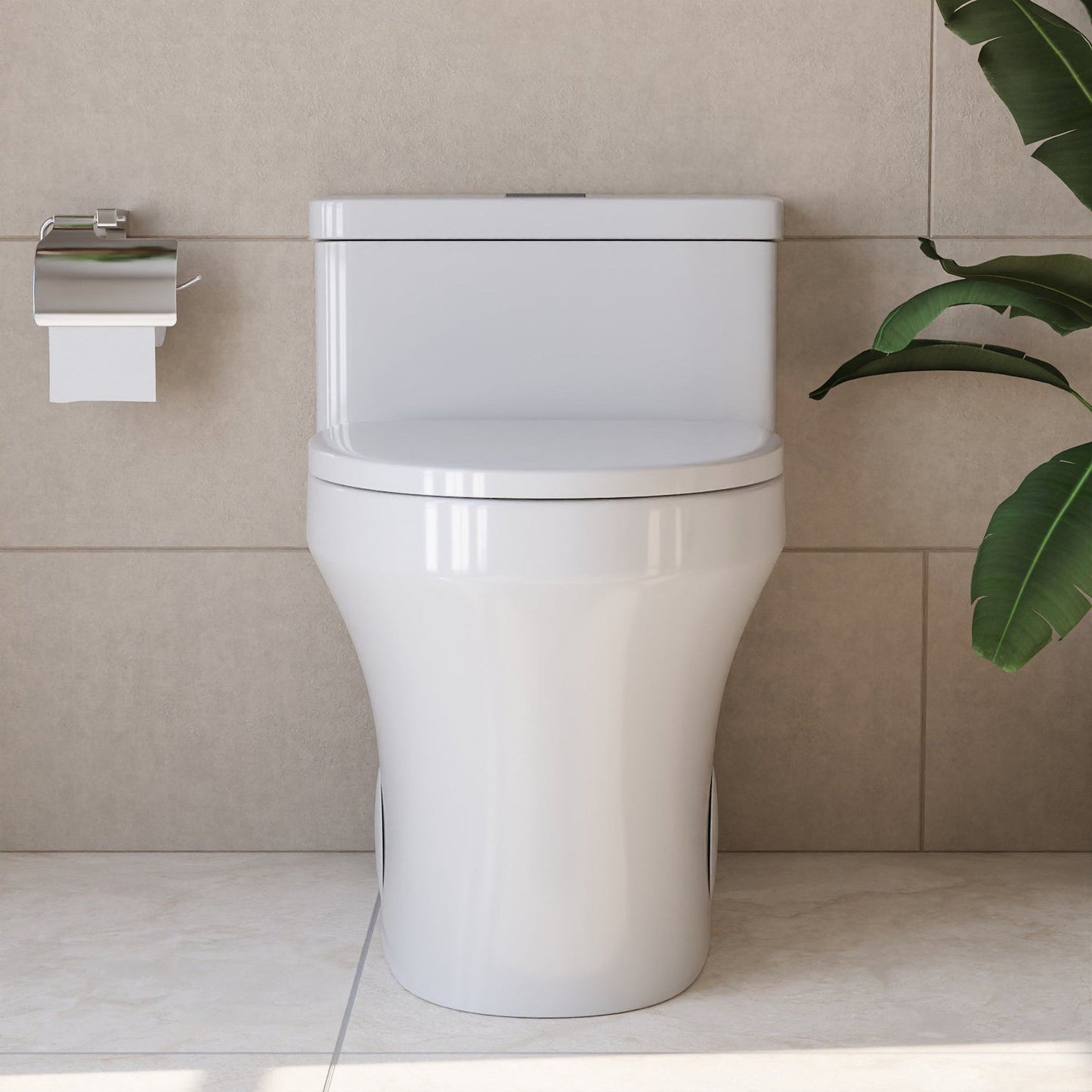 DeerValley Prism Dual-Flush Elongated White One-Piece Toilet