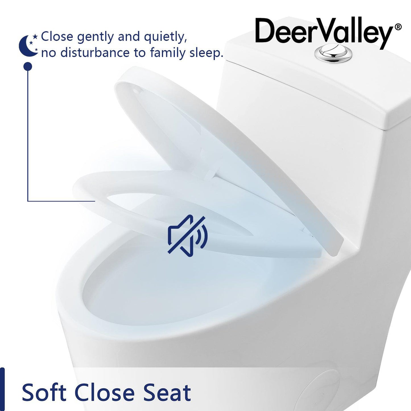 DeerValley Prism Tornado Dual-Flush Compant Elongated Glazed White One-Piece Toilet With Soft Closing Seat