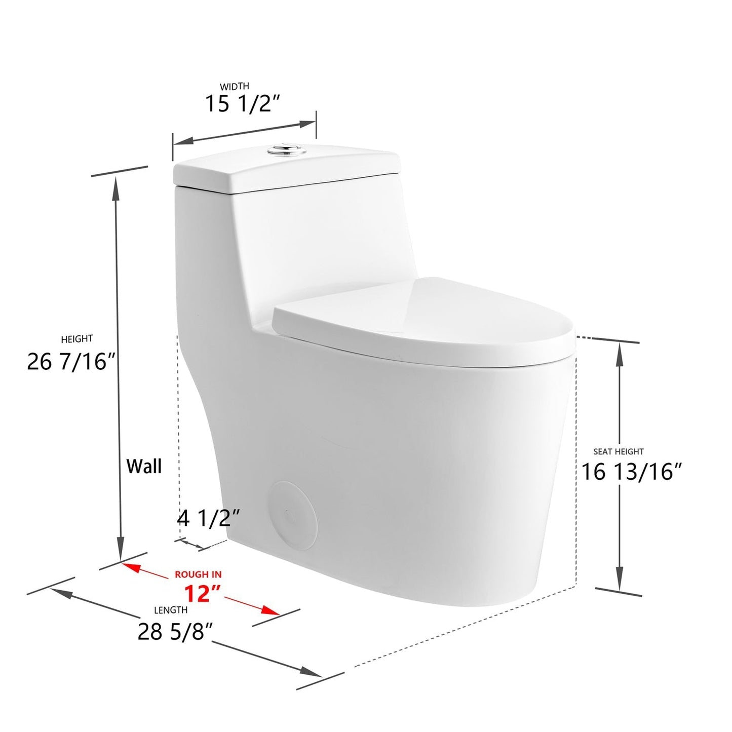 DeerValley Prism Tornado Dual-Flush Compant Elongated Glazed White One-Piece Toilet With Soft Closing Seat