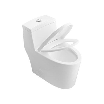 DeerValley Prism Tornado Dual-Flush Compant Elongated Glazed White One-Piece Toilet With Soft Closing Seat