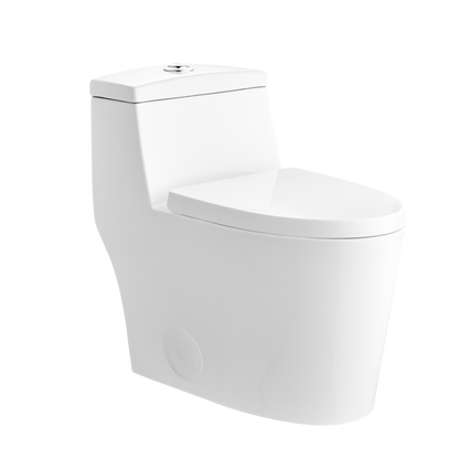 DeerValley Prism Tornado Dual-Flush Compant Elongated Glazed White One-Piece Toilet With Soft Closing Seat