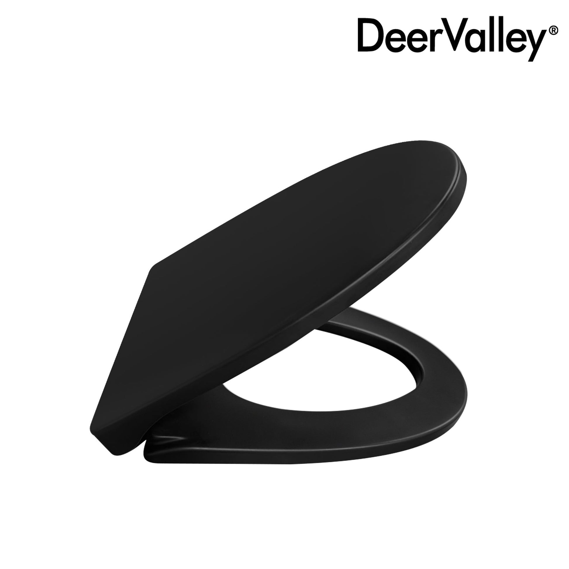 DeerValley Quick-Release Soft-Close Elongated Black Urea Formaldehyde Resin (UF) Toilet Seat (Fit with DV-1F0027)