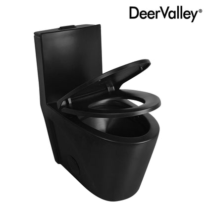 DeerValley Quick-Release Soft-Close Elongated Black Urea Formaldehyde Resin (UF) Toilet Seat (Fit with DV-1F0027)