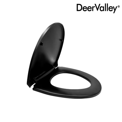 DeerValley Quick-Release Soft-Close Elongated Black Urea Formaldehyde Resin (UF) Toilet Seat (Fit with DV-1F0027)